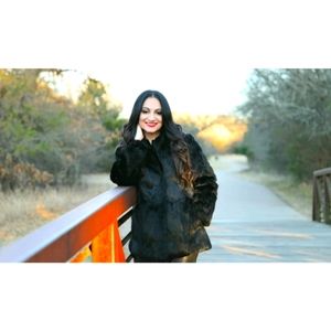 Black real fur coat vintage